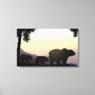 Familie Grizzly Leinwanddruck