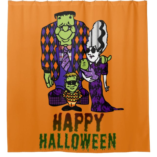 Familie Halloween Frankenstein Duschvorhang (Vorderseite)