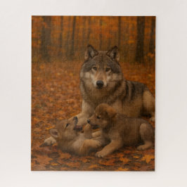 Familie Herbst Wolf Kindermädchen im Herbstwald