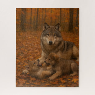 Familie Herbst Wolf Kindermädchen im Herbstwald