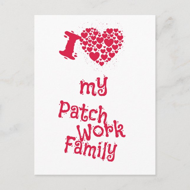 Familie - Ich Liebe meine Patchwork-Familie Postkarte (Vorderseite)