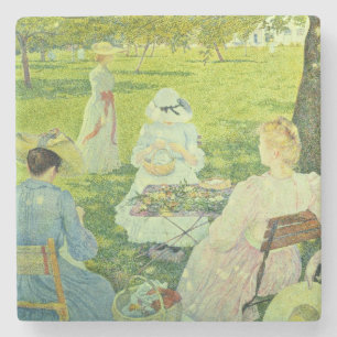 Familie im Obstgarten, 1890 Steinuntersetzer