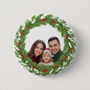 Familie im Schnee Knopf – Süße Weihnachtsfamilie  Button