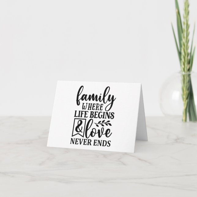 Familie, in der das Leben beginnt und Liebe nie en Karte (Vorderseite)