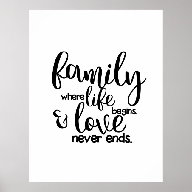 Familie, in der das Leben beginnt und Liebe nie en Poster (Vorne)