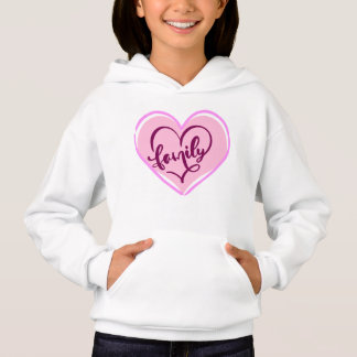 Familie in einem Herz Rosa Design Hoodie
