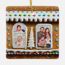 Familie in Gingerbrot Weihnachtshaus Weihnachtsgeb