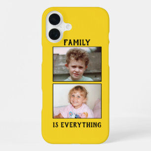Familie ist alles 2 Fotos von deinen Kindern gelb iPhone 16 Plus Hülle