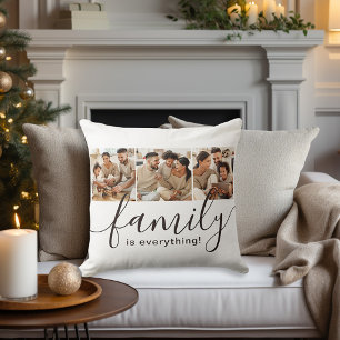 Familie ist alles 3 Foto Collage White Kissen