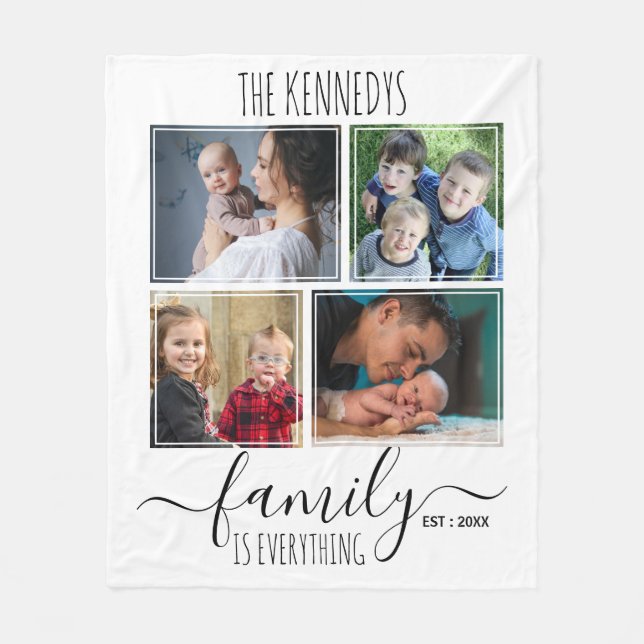 Familie ist alles Angebot 4 FotoCollage weiß Fleecedecke (Vorderseite)