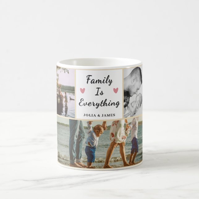 Familie ist alles - Custom 5-Foto Personalisiert Kaffeetasse (Mittel)