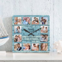 Familie ist alles Zitat Foto Collage blau