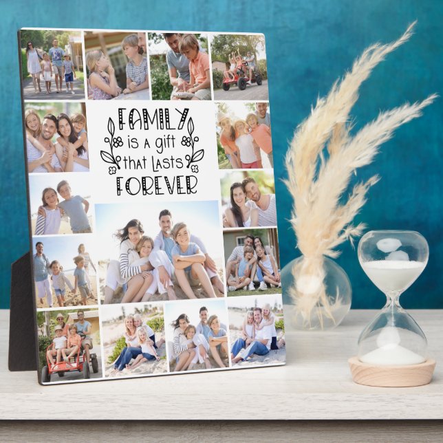 Familie ist ein Geschenk 15 Foto Collage Fotoplatte (Seite)
