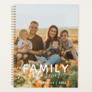 Familie ist für immer Kalligrafie-Foto-Hintergrund Planer