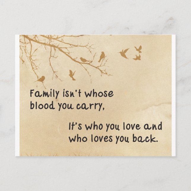 Familie ist nicht immer Blut - Konzentration auf d Postkarte (Vorderseite)