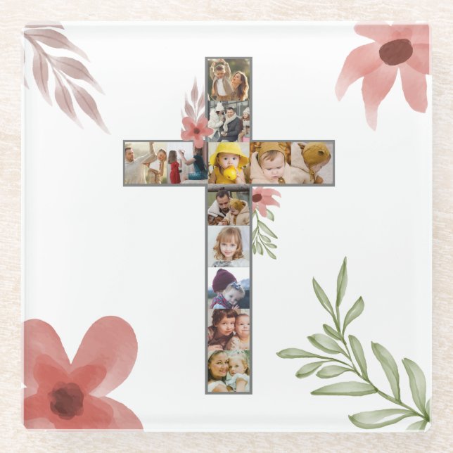 Familie Jesus Cross Christliche Kirche Lauf Glasuntersetzer (Vorderseite)