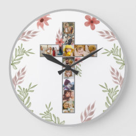 Familie Jesus Cross Christliche Kirche Lauf Große Wanduhr