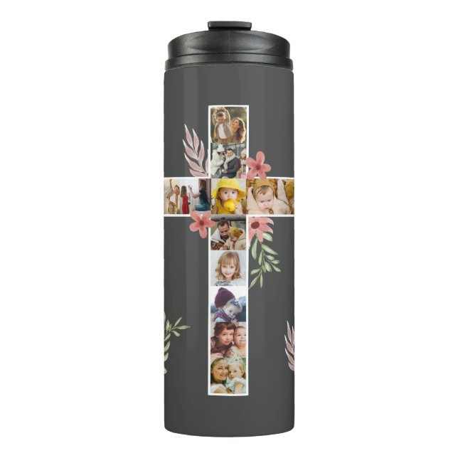 Familie Jesus Cross Christliche Kirche Lauf Thermosbecher (Vorderseite)