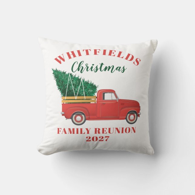 Familie Kabine Weihnachts Red Truck Custom Kissen (Vorderseite)