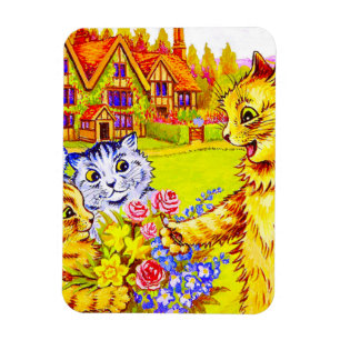 Familie Katzen im Garten Magnet