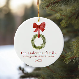 Familie Keepake Weihnachtsgrün Red Bow Keramik Ornament