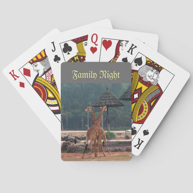 Familie könnte, zwei Giraffen trösten einander Spielkarten (Rückseite)