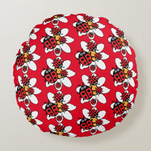 Familie Ladybird und Ladybug Rundes Kissen