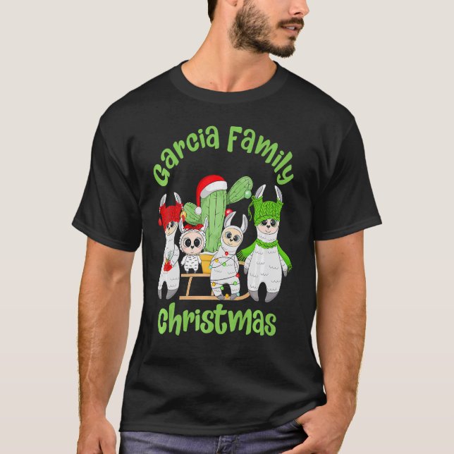 Familie Llama Männer Frauen und Kinder Garcia Fami T-Shirt (Vorderseite)