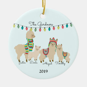 Familie Llama von Vier Weihnachtsschmuck-Keramiken Keramik Ornament