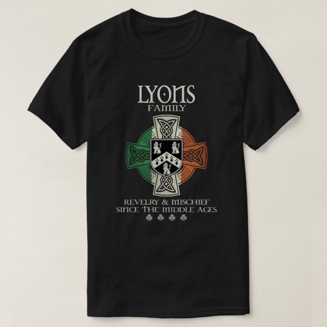 Familie Lyon Arm Ireland Irish Celtic Cross T-Shirt (Design vorne)