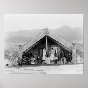 Familie Maori auf Zuhause FotografNeuseeland Poster