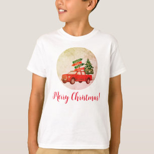 Familie Matching Red Truck Vintage Weihnachten T-Shirt