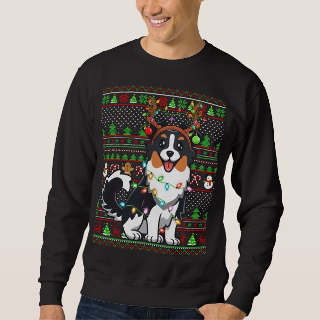 Familie Matching Reindeer Ugly Australian Shepherd Sweatshirt (Vorderseite)