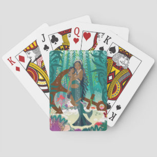 Familie Mermaid (braune Haut und Augen) Spielkarte