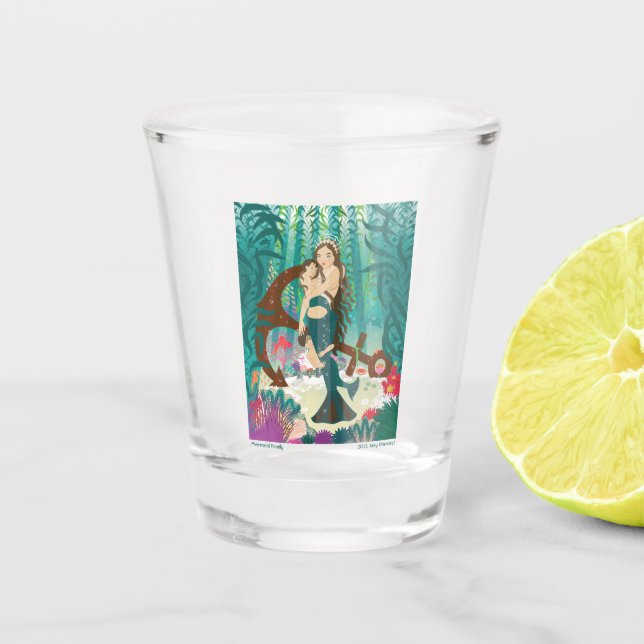Familie Mermaid (Brunettes) Schnapsglas (Vorderseite)