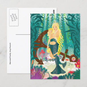 Familie Mermaid (helle Blondinen) Postkarte