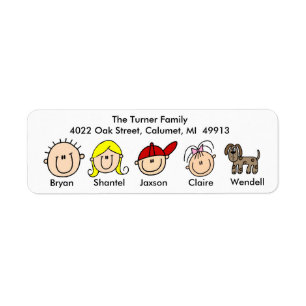 Familie mit Hundeadressen-Etiketten