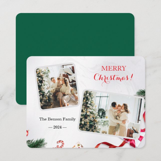 Familie Niedlich Frohe Weihnachten 2 Foto (Vorne/Hinten)