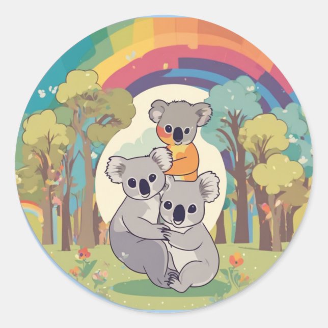Familie niedlich Koala Runder Aufkleber (Vorderseite)