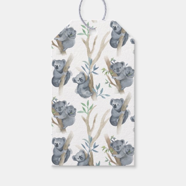 Familie niedlich Watercolor Koala Geschenkanhänger (Vorderseite)