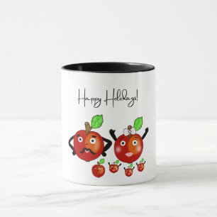 Familie niedliche rote Äpfel Tasse
