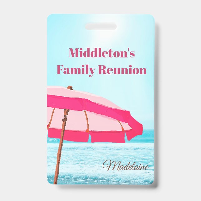 Familie oder Gruppe Wiedersehen Beach Ocean Pink U Ausweis (Vorderseite)