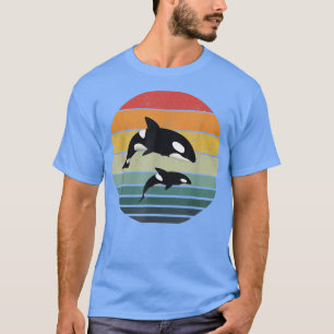 Familie Orca Vintag Retro Art, Killer Whalfamilie T-Shirt