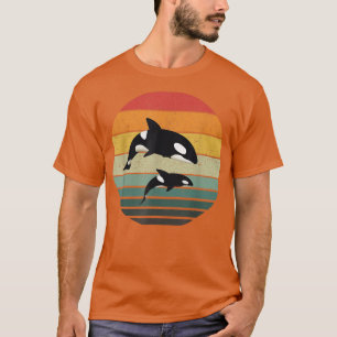 Familie Orca Vintag Retro Art, Killer Whalfamilie T-Shirt