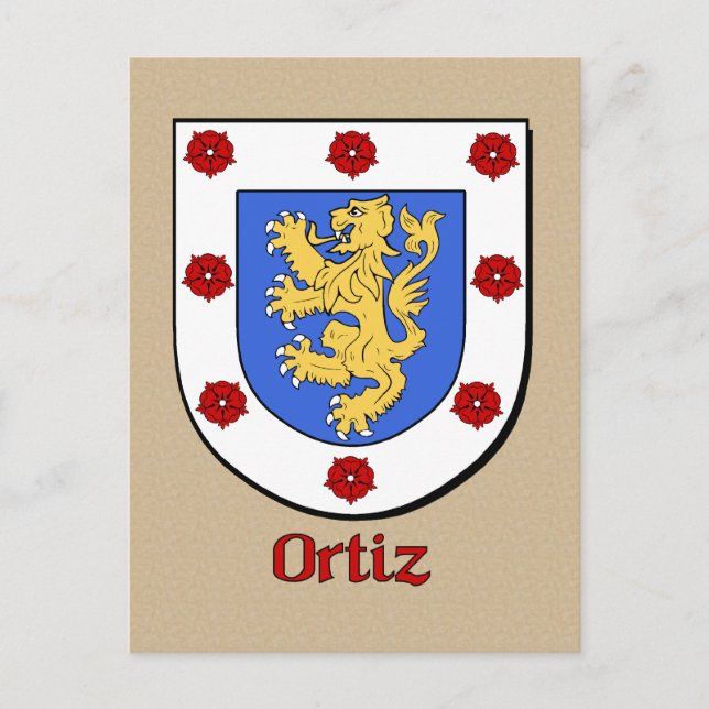 Familie Ortiz Heraldic Shield Postkarte (Vorderseite)