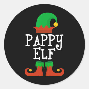 Familie Pappy Elf Weihnachten Matching Pj Pajama Runder Aufkleber