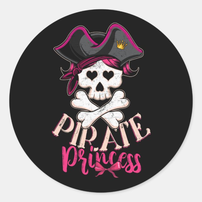 Familie Pirate Princess Funny Crossbones Jolly Rog Runder Aufkleber (Vorderseite)