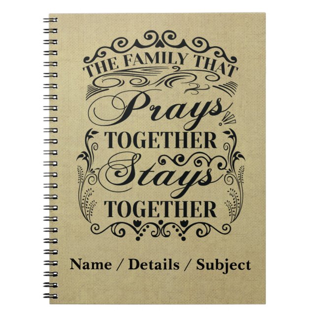 Familie Prays Together Bleibe Bibel-Sprichwort zus Notizblock (Vorderseite)
