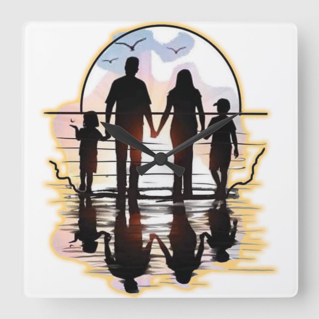 FAMILIE QUADRATISCHE WANDUHR (Vorderseite)