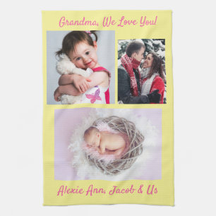 Familie sagt: "Wir Liebe dich" Oma DIY 3 Bilder Ye Geschirrtuch
